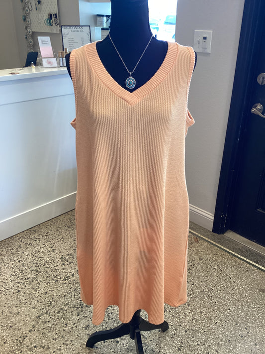 Apricot V-Neckline Dress