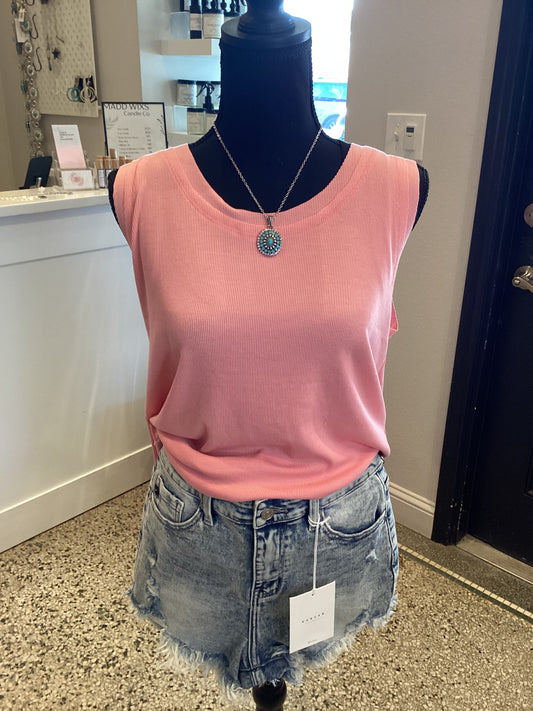Coral Ribbed Tank Top