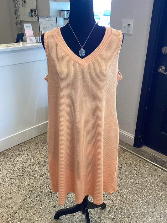 Apricot V-Neckline Dress